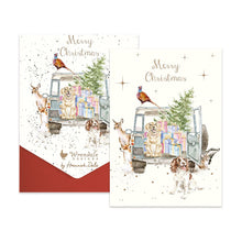 Load image into Gallery viewer, 'Driving Home For Christmas' Dog and Woodland Animal Christmas Card Pack