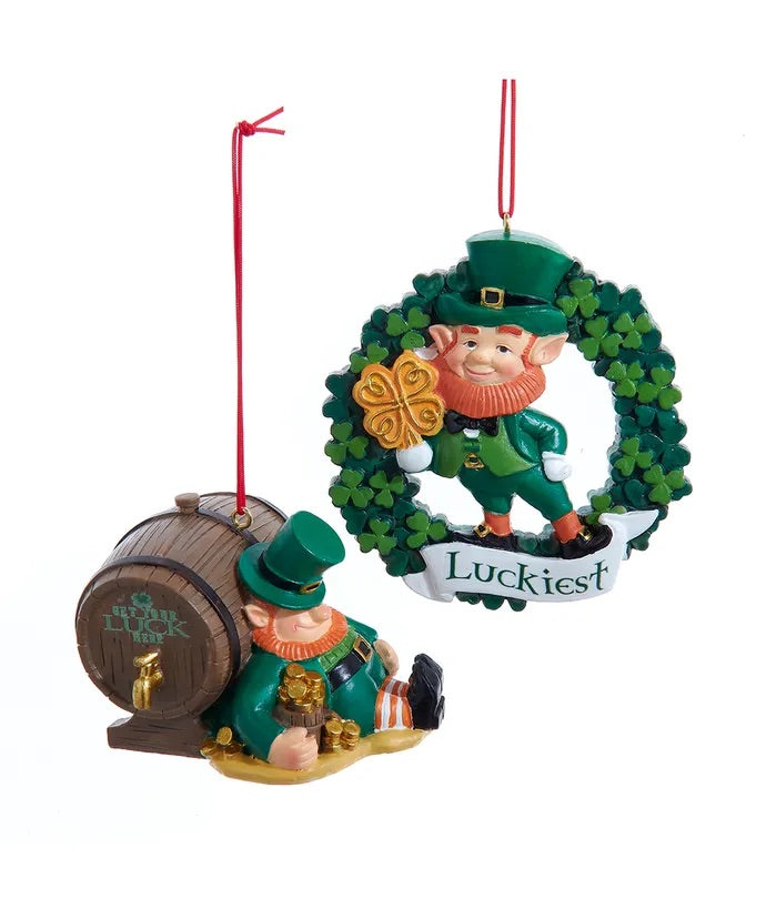 Irish Leprechaun Ornaments, 2 Assorted