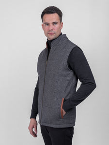 Celtic Tweed Bodywarmer with Leather Trims