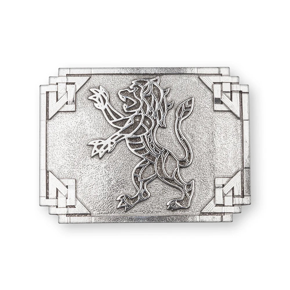 Geometric Rampant Lion Kilt Belt Buckle -  Pewter