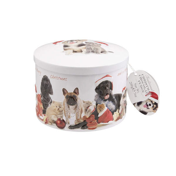 Christmas Cat & Dog Tin Chocolate Fudge - 200g