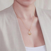 Load image into Gallery viewer, Shanore 14KT Gold Vermeil Large Claddagh Necklace Studded with White Cubic Zirconias
