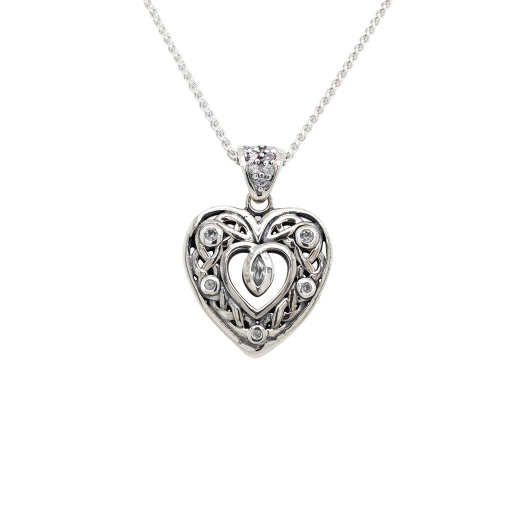 Keith Jack Celtic Heart Pendant - Small - Cubic Zirconia