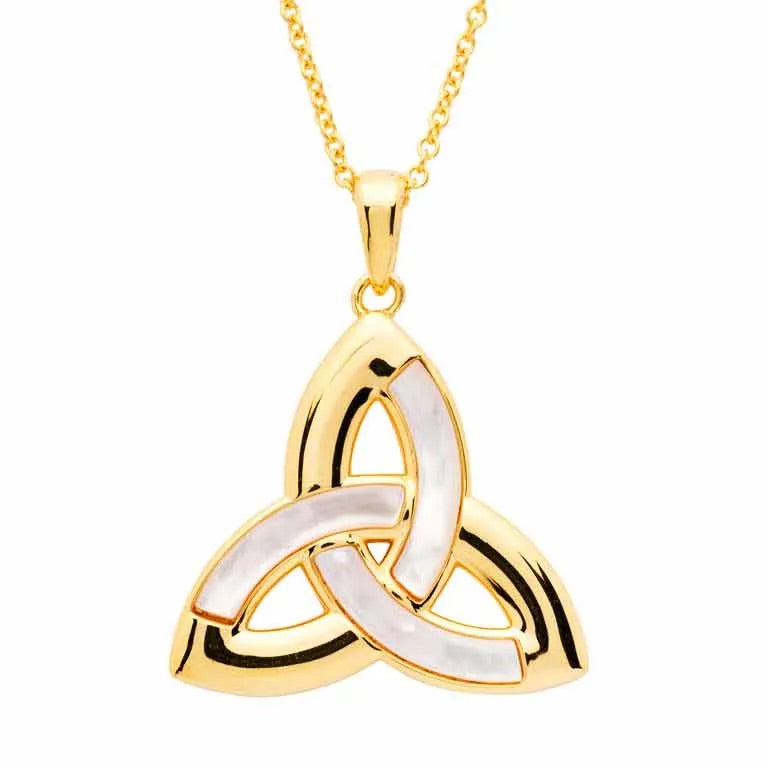 Shanore 14KT Gold Vermeil Mother of Pearl Celtic Trinity Knot Necklace