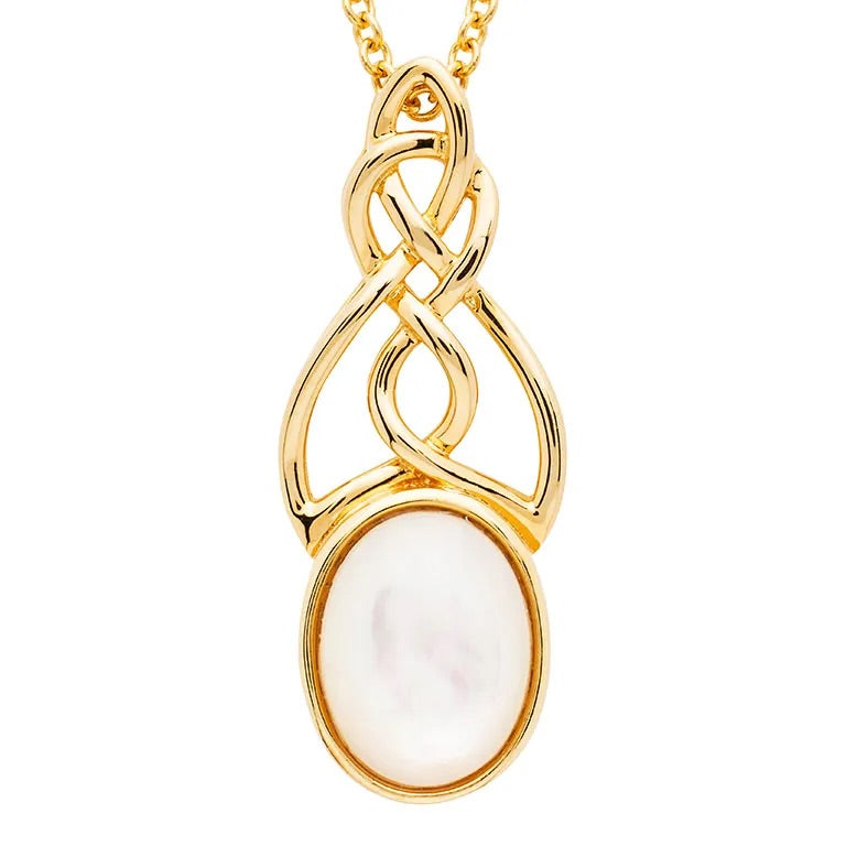 Shanore 14KT Gold Vermeil Mother of Pearl Irish Trinity Knot Necklace