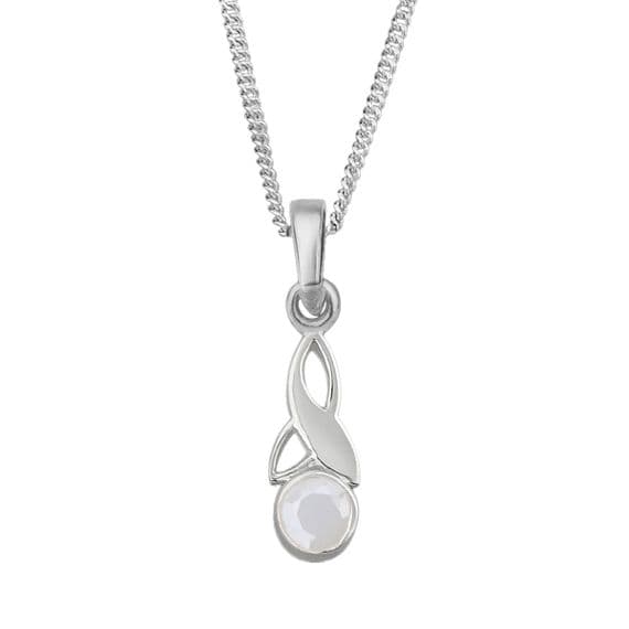 Celtic Trinity Knot Silver Birthstone Pendant Small June - Moonstone