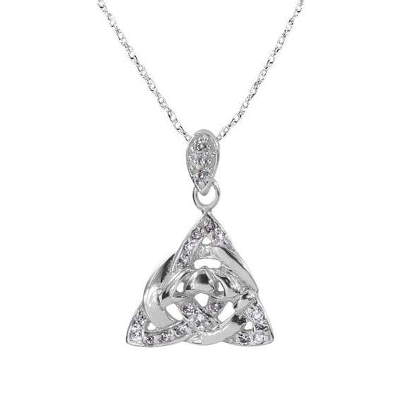 Celtic Trinity Knot Silver Pendant with Cubic Zirconia