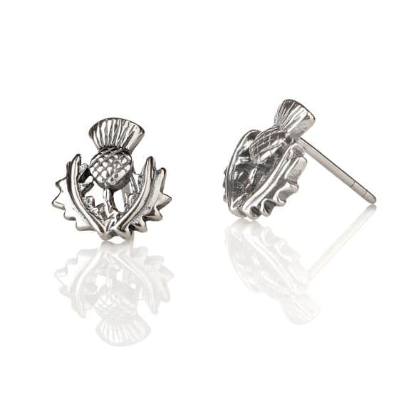 Silver Scottish Thistle Stud Earrings