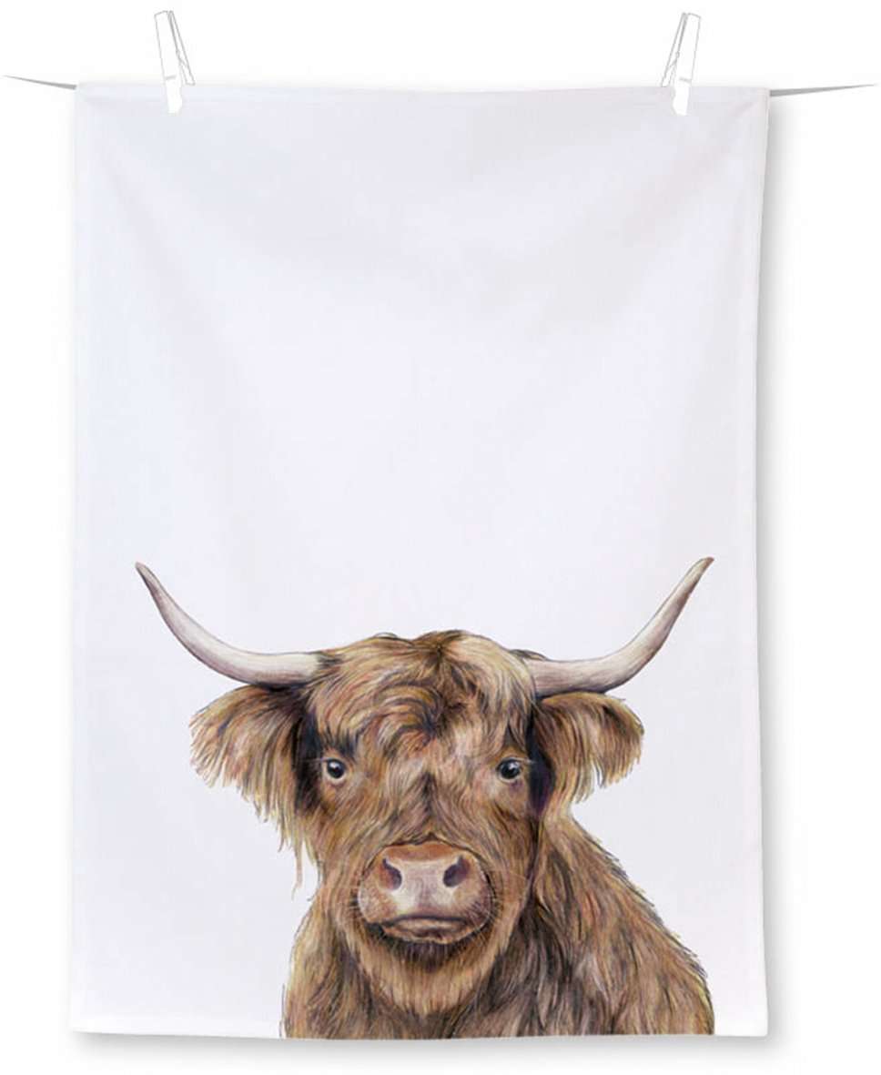 Highland Coo Tea Towel