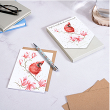 Load image into Gallery viewer, &#39;Magnolia&#39; Cardinal Bird notecard set

