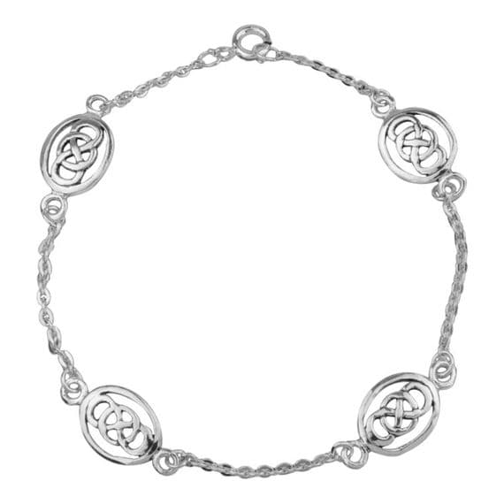 Celtic Oval Knots Silver Bracelet