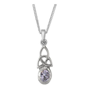 Celtic Trinity Knot Silver Birthstone Pendant October - Opal