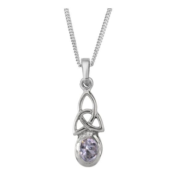 Celtic Trinity Knot Silver Birthstone Pendant October - Opal