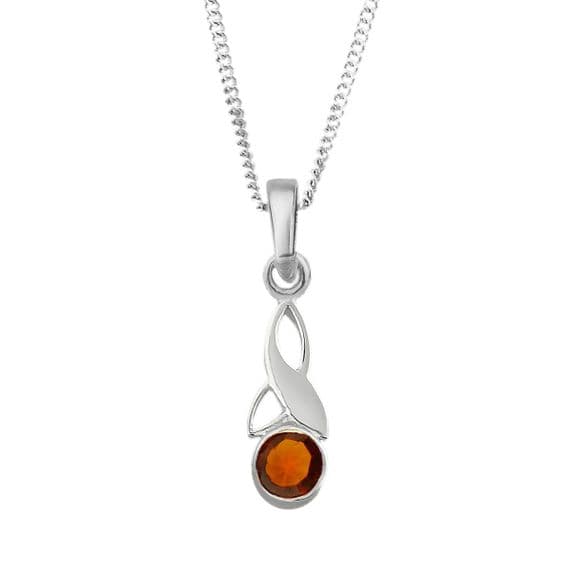 Celtic Trinity Knot Silver Birthstone Pendant Small January - Garnet