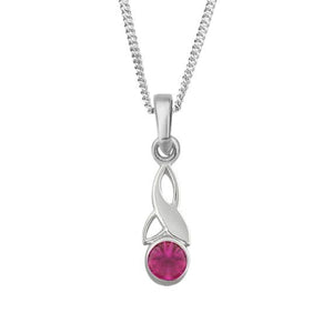 Celtic Trinity Knot Silver Birthstone Pendant Small July - Ruby