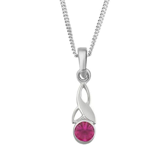 Celtic Trinity Knot Silver Birthstone Pendant Small July - Ruby