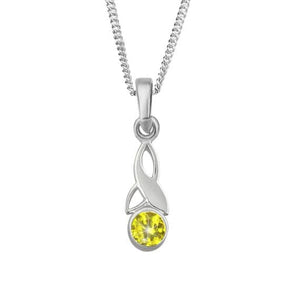 Celtic Trinity Knot Silver Birthstone Pendant Small November - Topaz