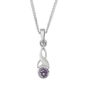 Celtic Trinity Knot Silver Birthstone Pendant Small October - Opal