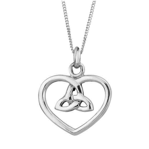 Celtic Trinity Knot Silver Plated Heart Pendant