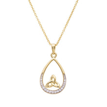 Load image into Gallery viewer, ShanOre 14KT Gold Vermeil Tear Drop Trinity Knot Pendant With Cubic Zirconias
