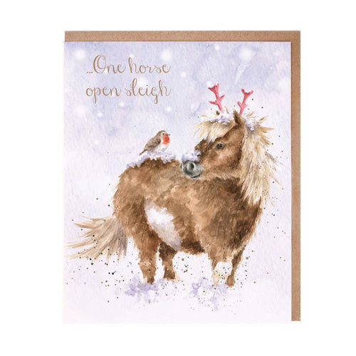 'One Horse Open Sleigh' Horse Wrendale Card