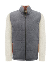 Load image into Gallery viewer, Light Grey Jacket with Natural Cable Knit Sleeve
