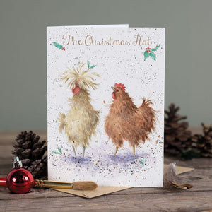 'The Christmas Hat' Chicken Card