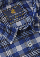 Load image into Gallery viewer, Navy, Blue and White Check Washed Cotton Oxford Shirt
