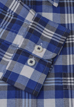 Load image into Gallery viewer, Navy, Blue and White Check Washed Cotton Oxford Shirt
