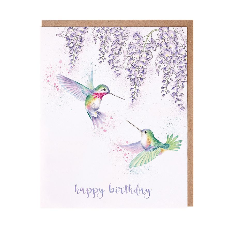 'Wisteria Wishes' Hummingbird Birthday Card