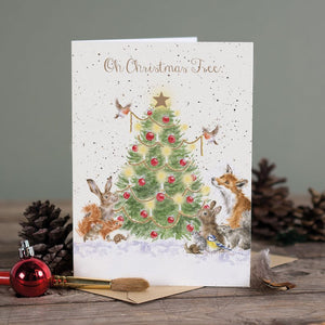 'Oh Christmas Tree' Woodland Animal Card
