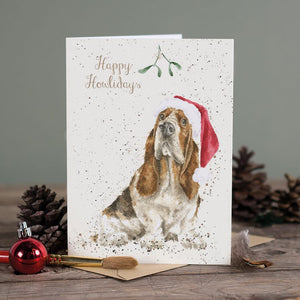 'Mistletoe' Bassett Hound Card