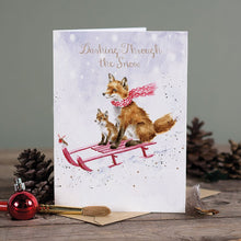 Load image into Gallery viewer, &#39;The Sleigh Ride&#39; Fox Christmas Card
