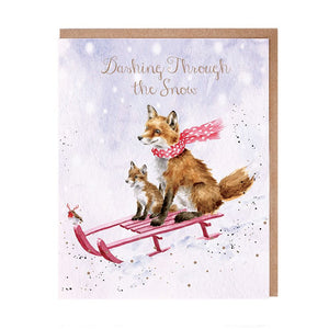 'The Sleigh Ride' Fox Christmas Card