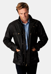 Cotton Twill Carbon Finish Biker Jacket