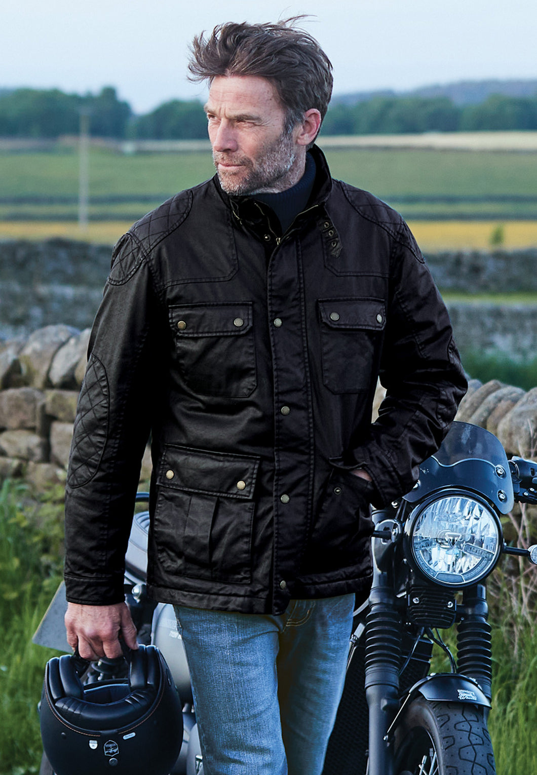 Cotton Twill Carbon Finish Biker Jacket