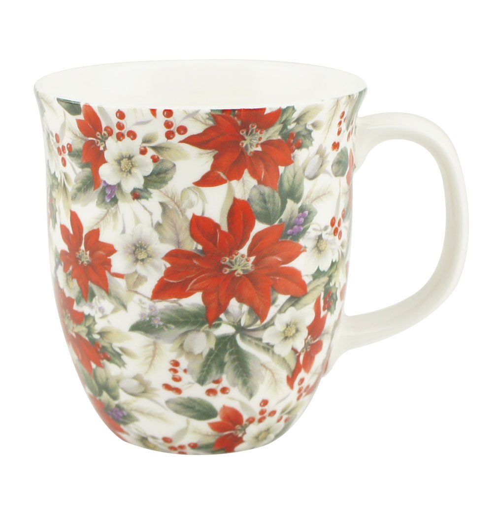 Pretty Chintzy Poinsettia Java Mug
