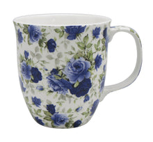 Load image into Gallery viewer, Pretty Chintzy Dark Blue Roses Java Mug
