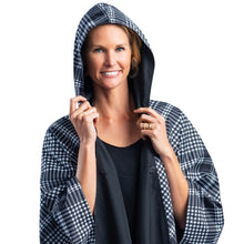 Load image into Gallery viewer, Black &amp; White Houndstooth Plaid Reversible Travel Cape
