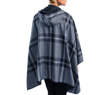 Load image into Gallery viewer, Black &amp; White Houndstooth Plaid Reversible Travel Cape
