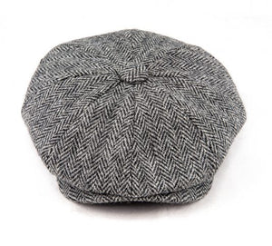 Grey Harris Tweed Peaky Newsboy 8-piece Flat Cap
