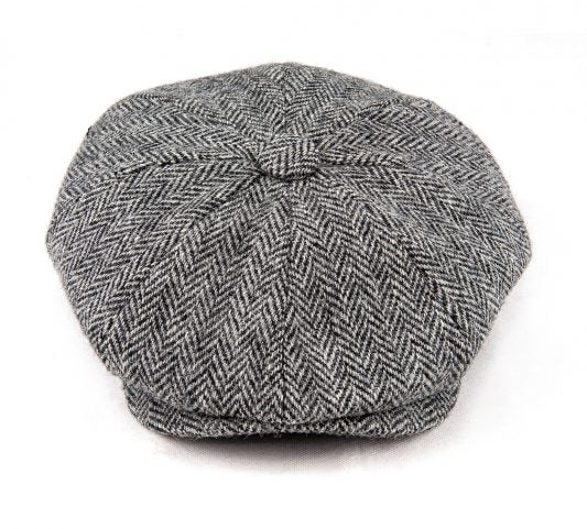 Grey Harris Tweed Peaky Newsboy 8-piece Flat Cap