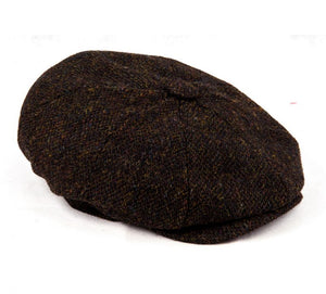 Brown Harris Tweed Peaky Newsboy 8-piece Flat Cap