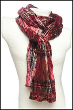 Load image into Gallery viewer, Twisted Tartan Silk Velvet with Pewter Scarf Ring
