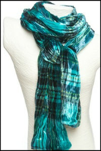 Twisted Tartan Silk Velvet with Pewter Scarf Ring