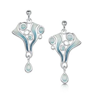 Arctic Stream Drop Earrings in Arctic Blue Enamel