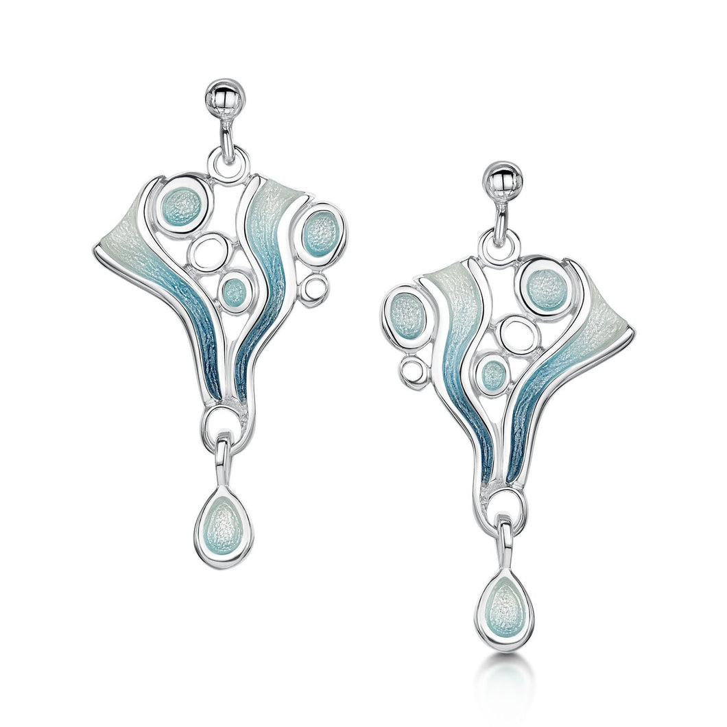 Arctic Stream Drop Earrings in Arctic Blue Enamel