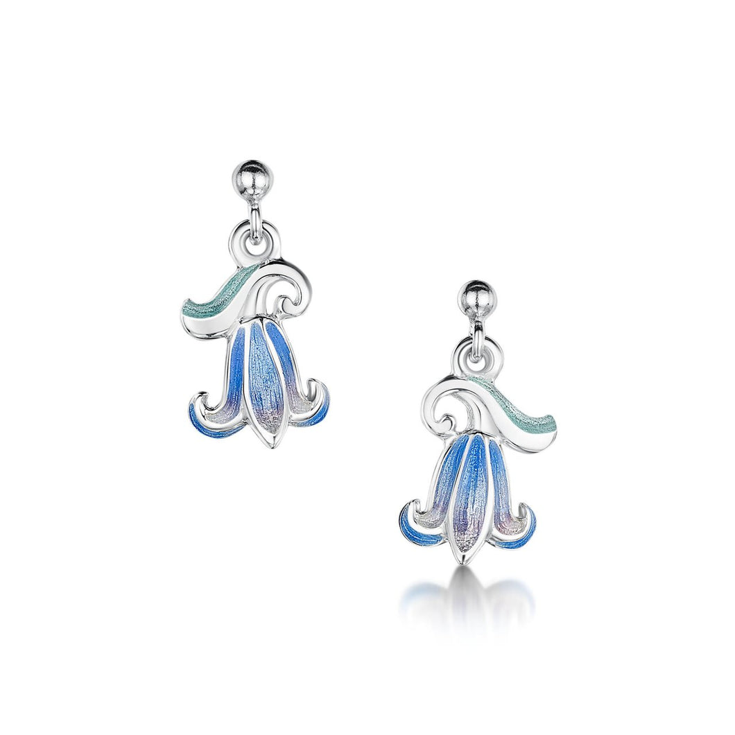 Bluebell Enamel Drop Earrings in Sterling Silver