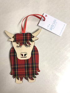 ARTCUTS ORNAMENT MORAG COO WOOD/RS TARTAN