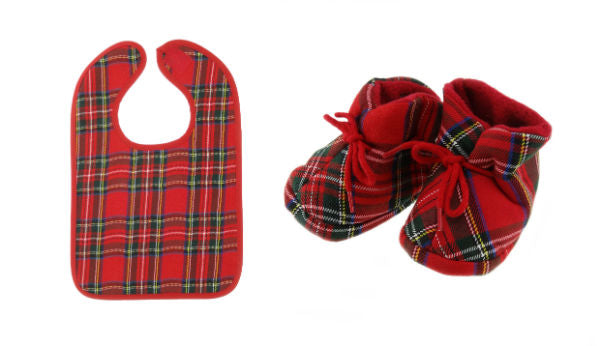 Bib/Bootee Set - Royal Stewart